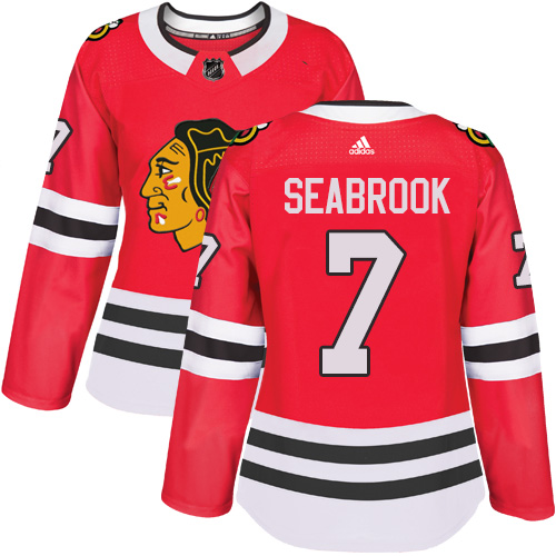 Adidas Chicago Blackhawks #7 Brent Seabrook Red Home Authentic Women Stitched NHL Jersey